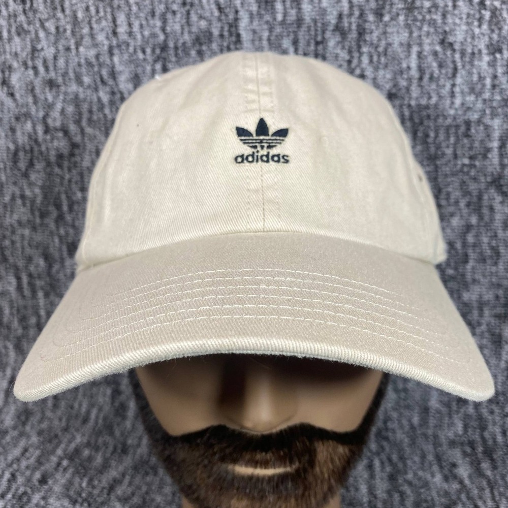 Adidas Trefoil Dad Hat Mens OSFA Beige Cotton Adjustable Strapback Cap